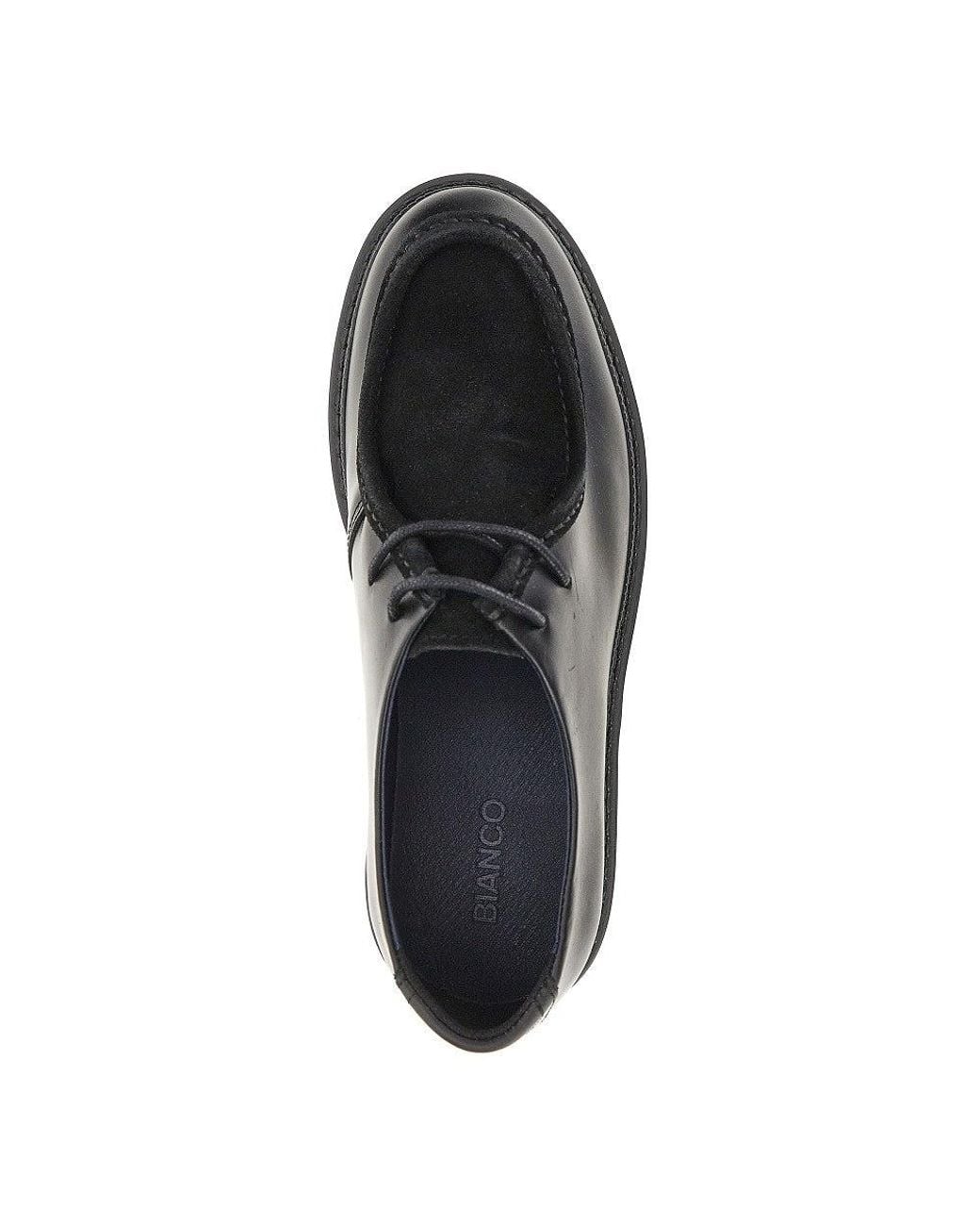 Bianco Blue Leather 'Moc-Toe' Shoes for men