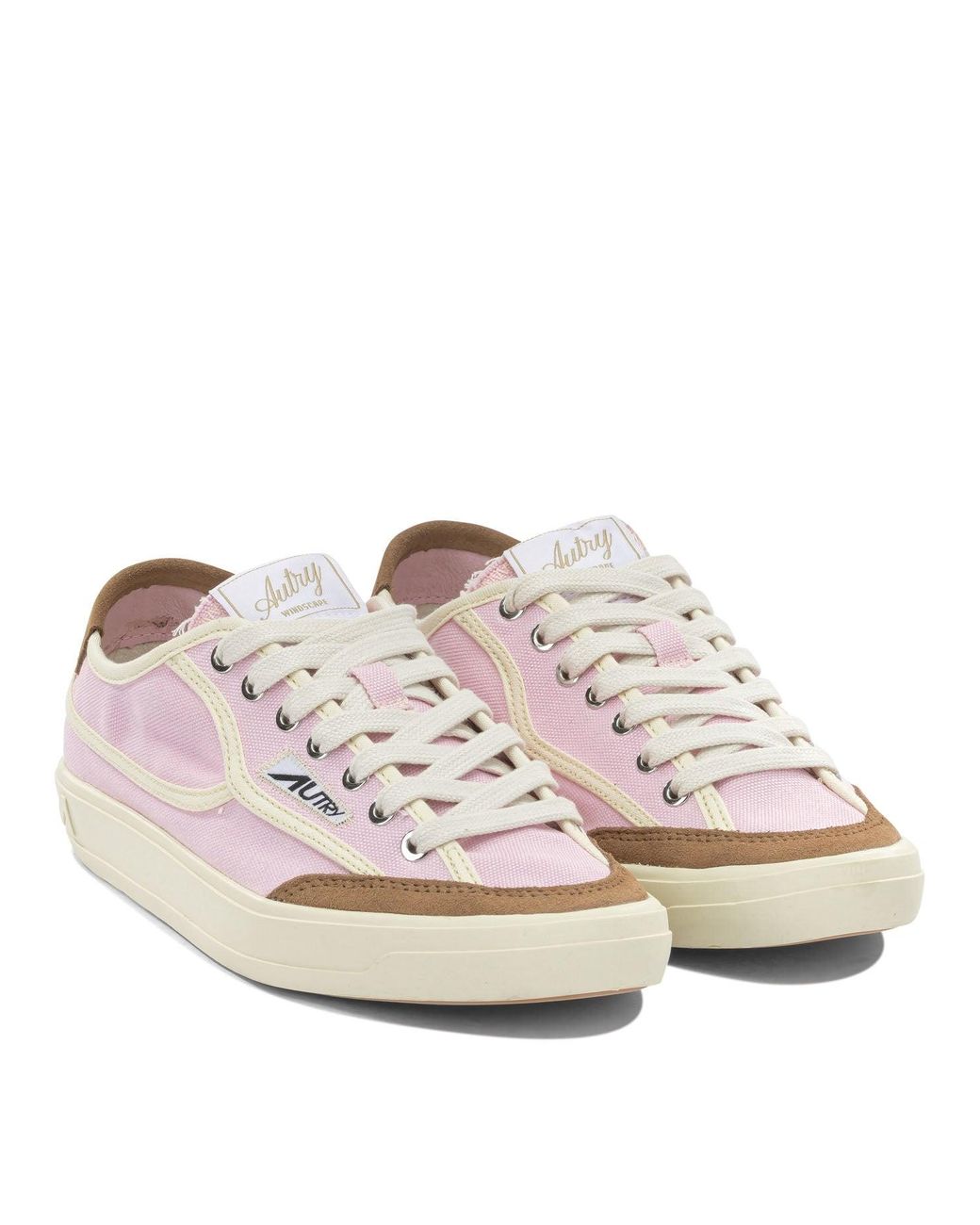 Autry Pink Windscape Low Canvas Suede Cow Leather Rubber Sneakers