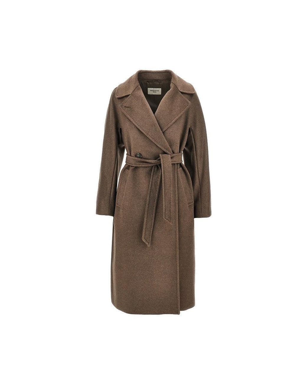 Weekend by Maxmara Blue Wool-Blend Robe Coat With Belt