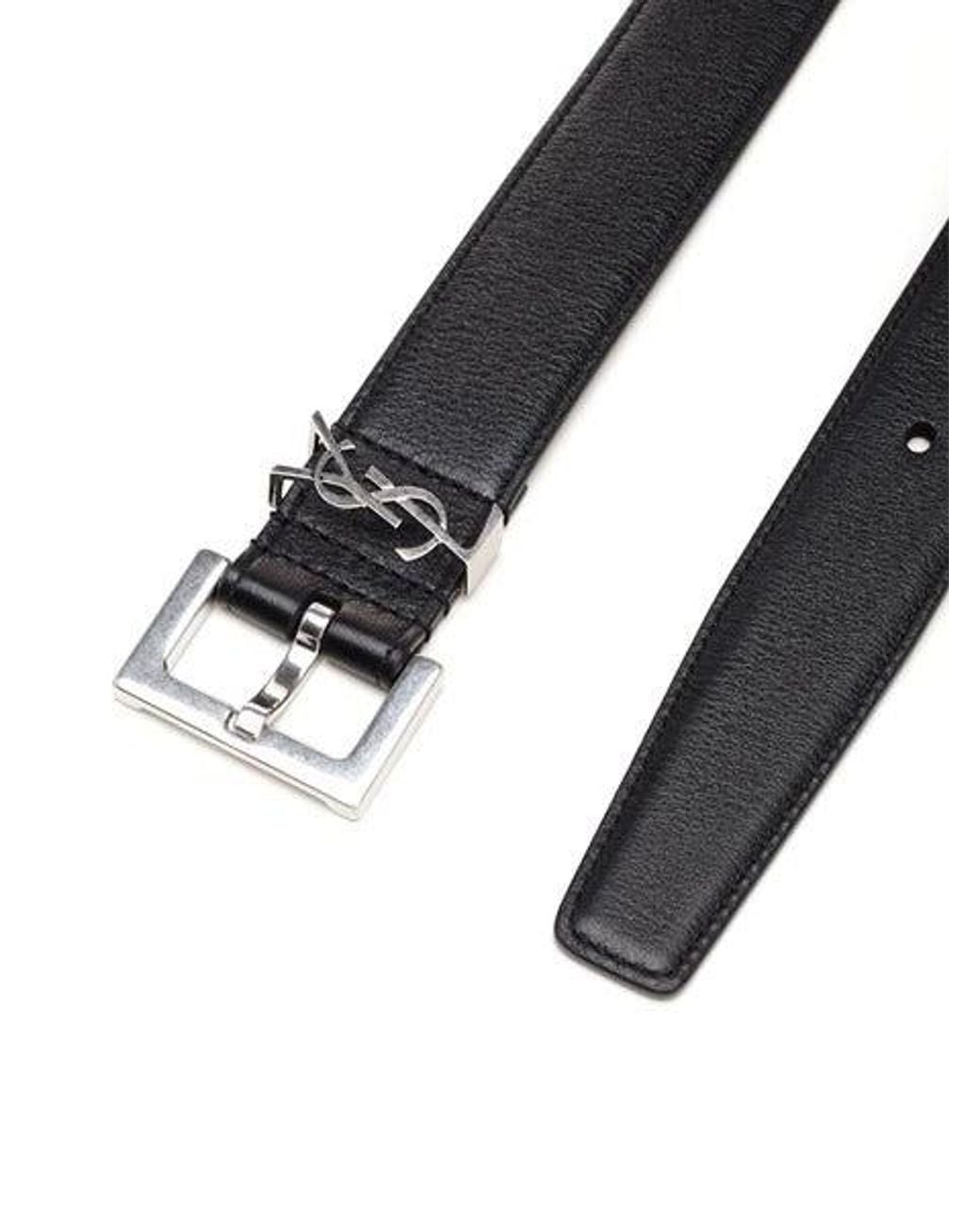 Saint Laurent White Monogram Belt for men