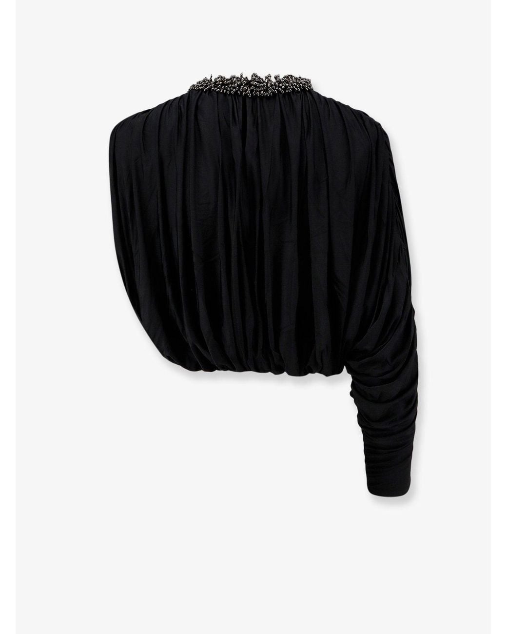 Self-Portrait Black Jersey Top Asymmetric Sleeves