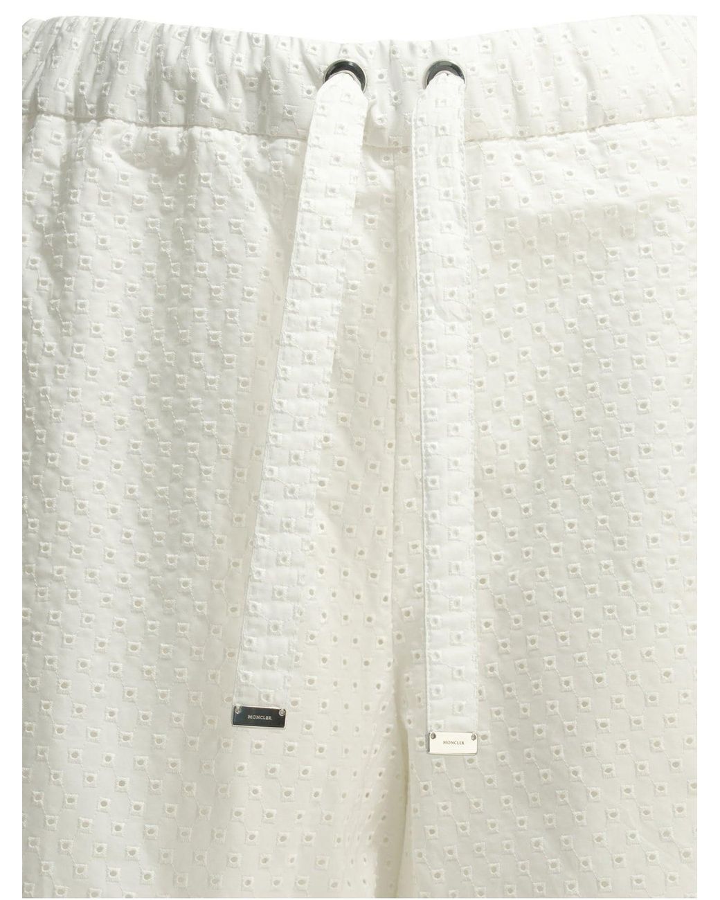 Moncler White Cotton Shorts With Laces
