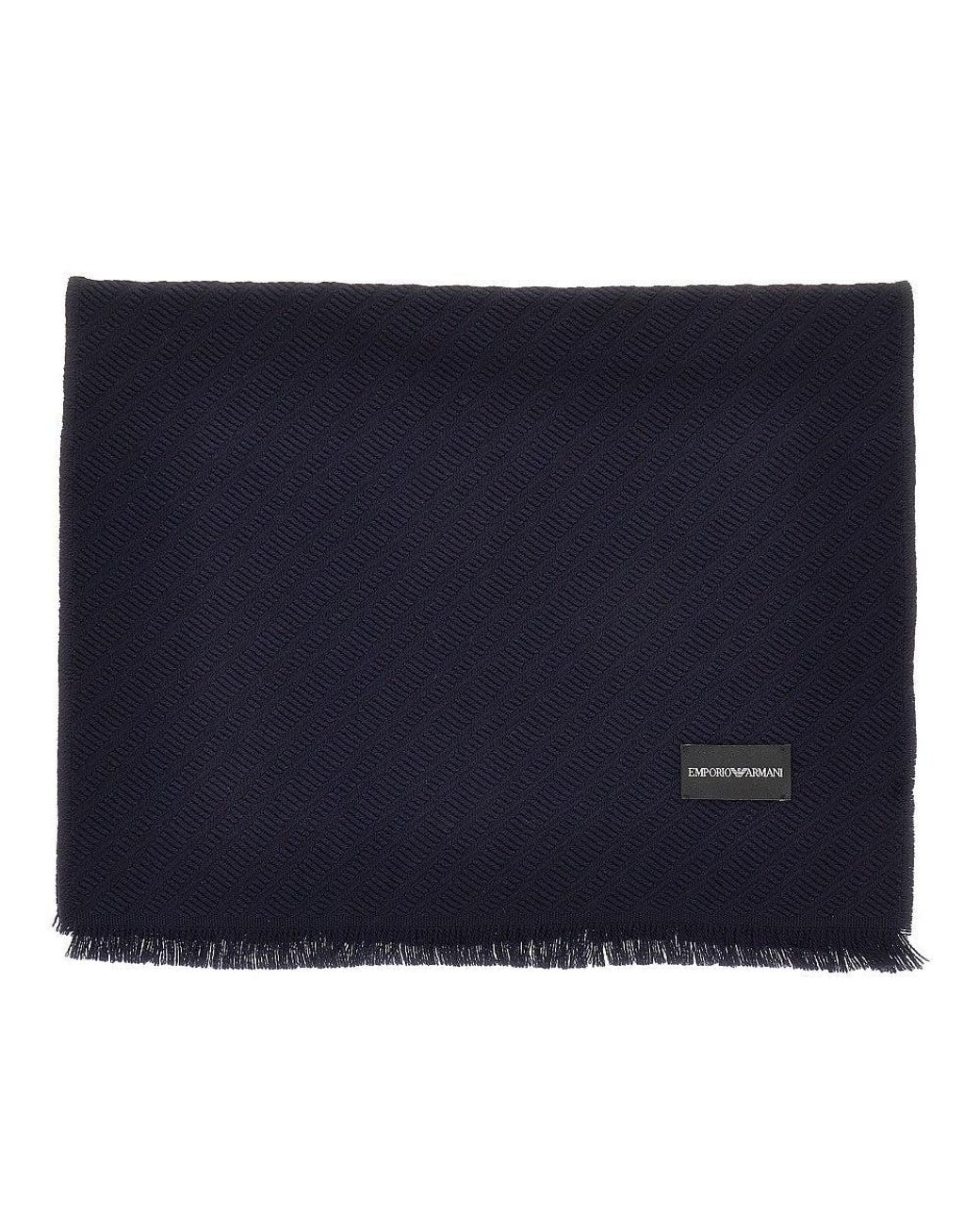Emporio Armani Blue Jacquard Wool Scarf for men