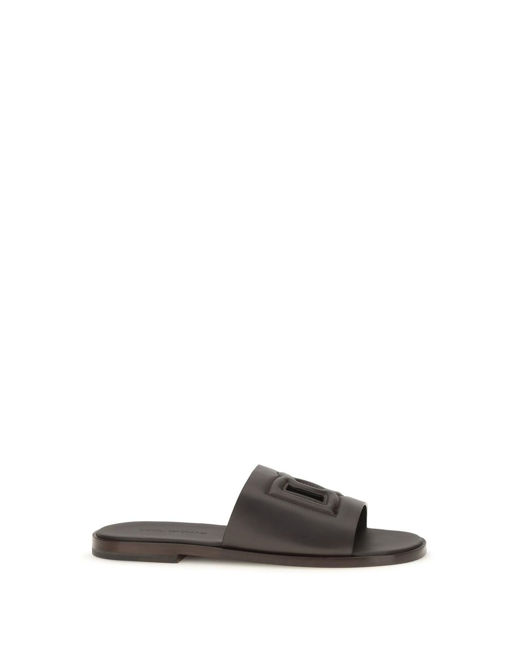 Dolce & Gabbana White Dolce & Gabbana Embossed Logo Sandals Dark for men