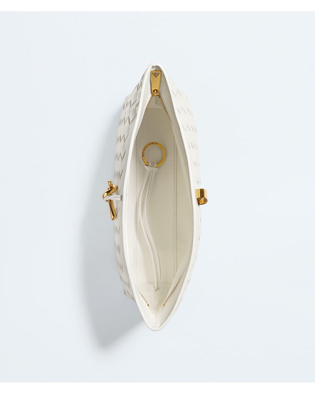 Bottega Veneta White Andiamo Boat Medium Pouch