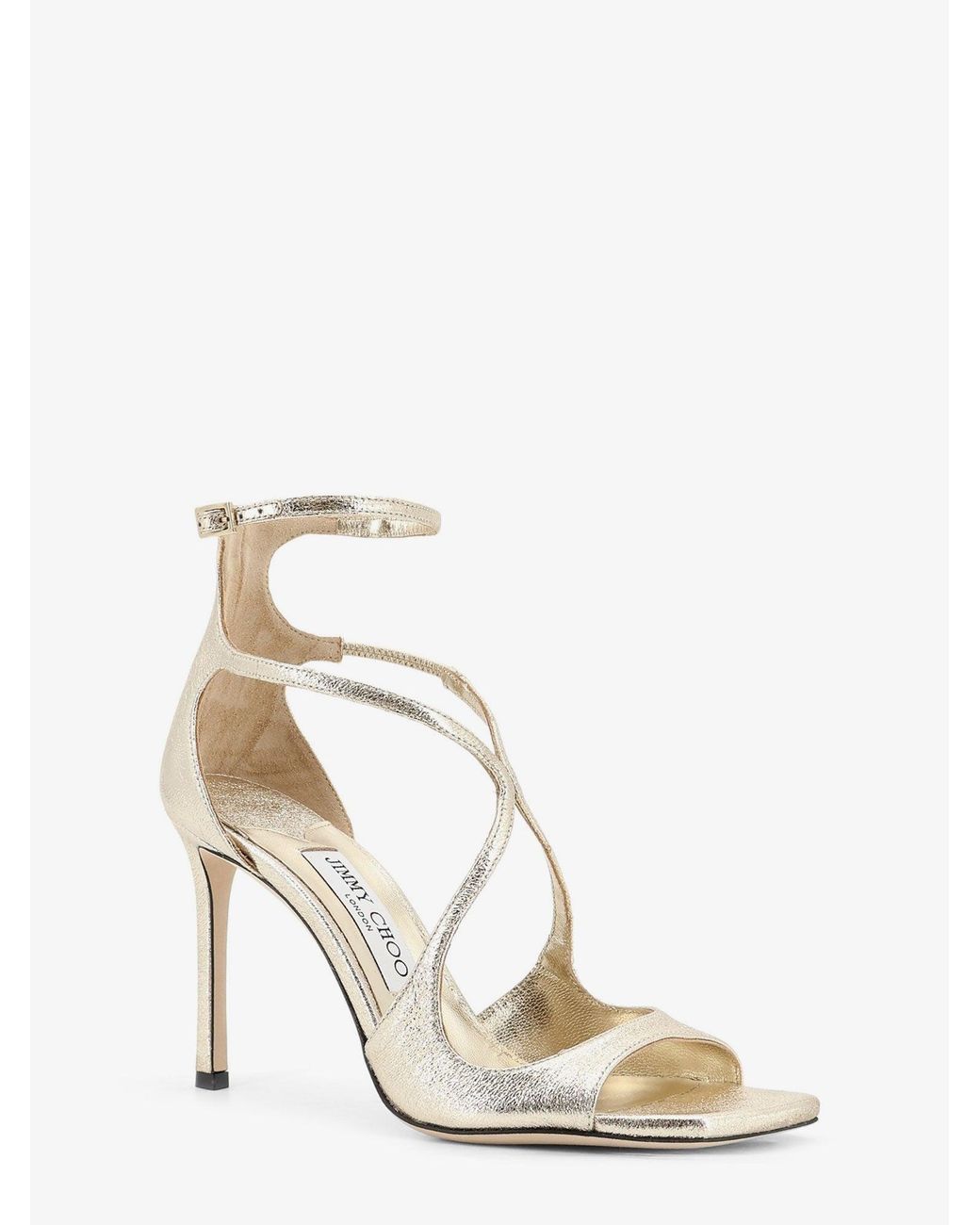 Jimmy Choo White Azia Glittered Leather Sandals