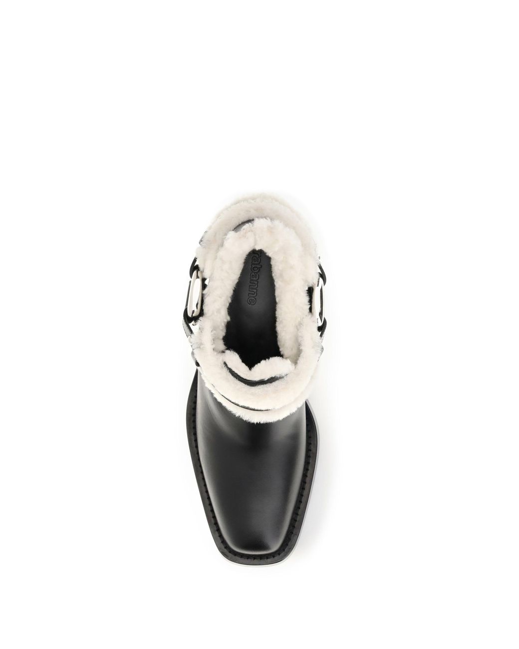Rabanne White Rabanne Shearling Trim Biker Ankle Boots