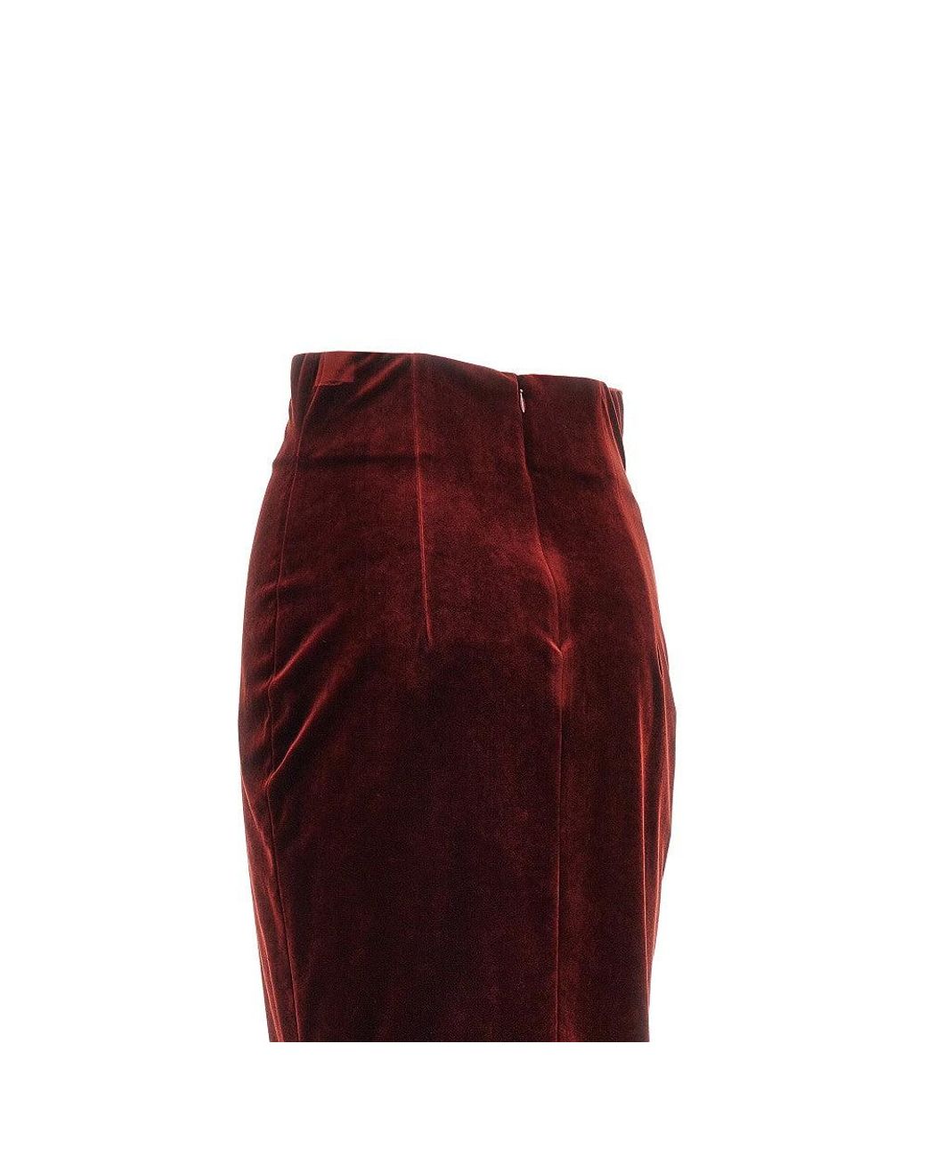 Alberta Ferretti Red Velvet Midi Skirt