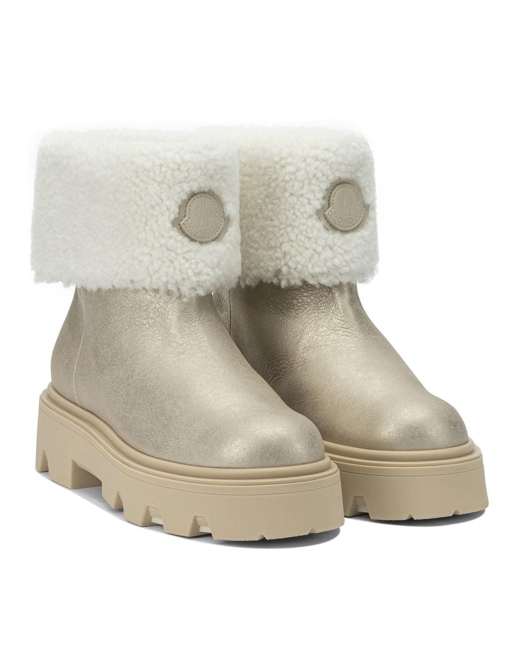 Moncler Natural "Aurea" Shearling Ankle Boots