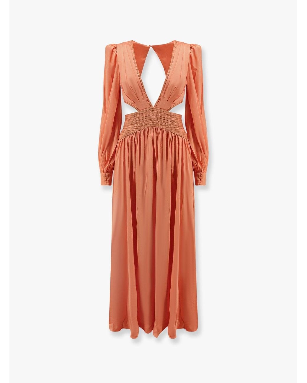 PATBO White Satin Sunset Long Dress With Cut-Out Details