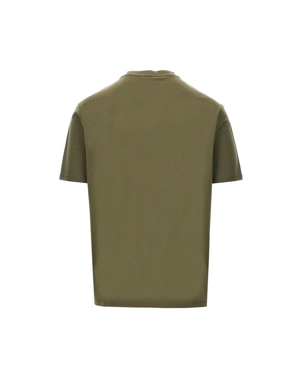 Emporio Armani Green Lyocell-Blend Jersey T-Shirt With Embroidery for men