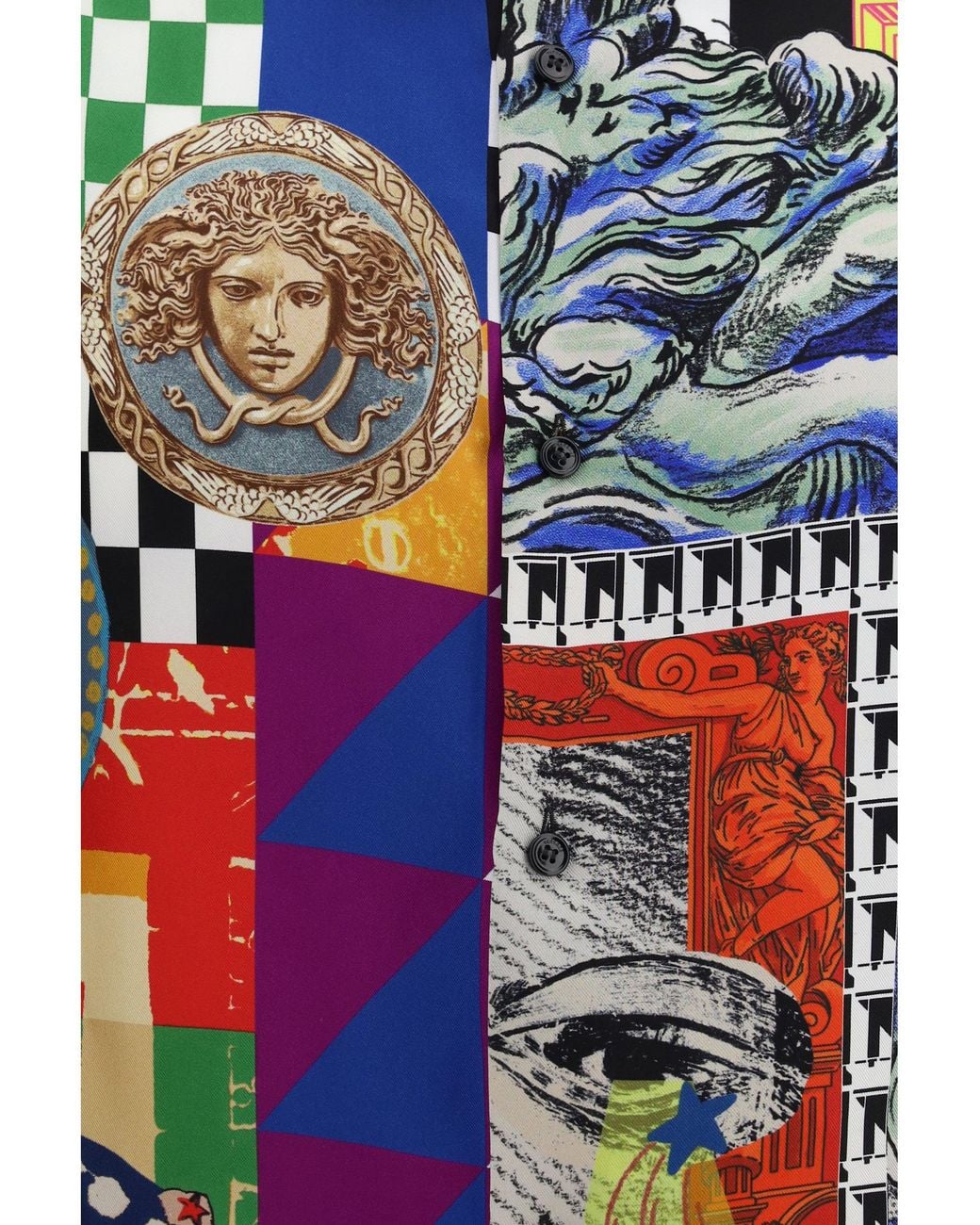Versace Multicolor Silk Twill Shirt With Medusa Print for men
