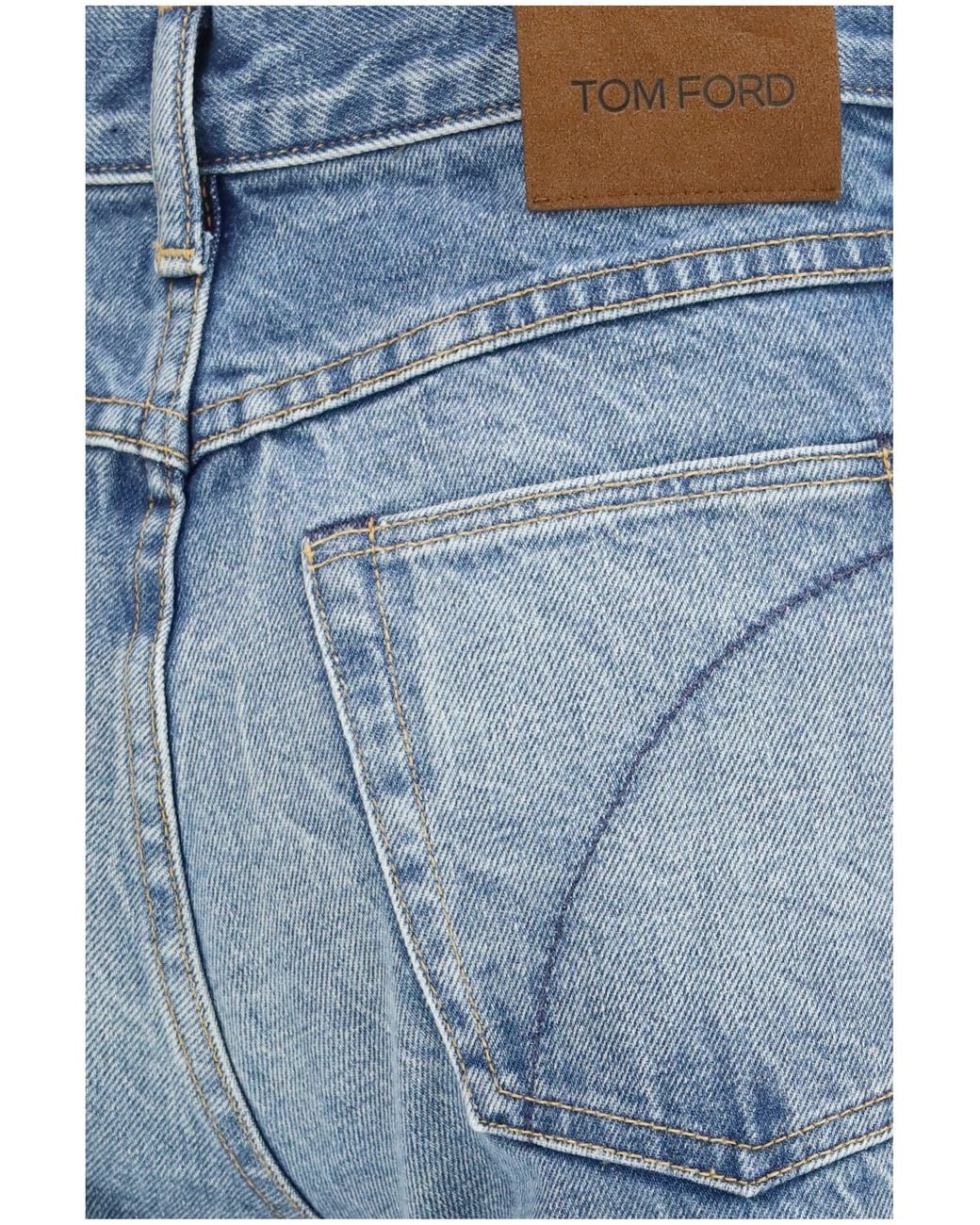 Tom Ford Blue Washed Denim Cigarette Jeans