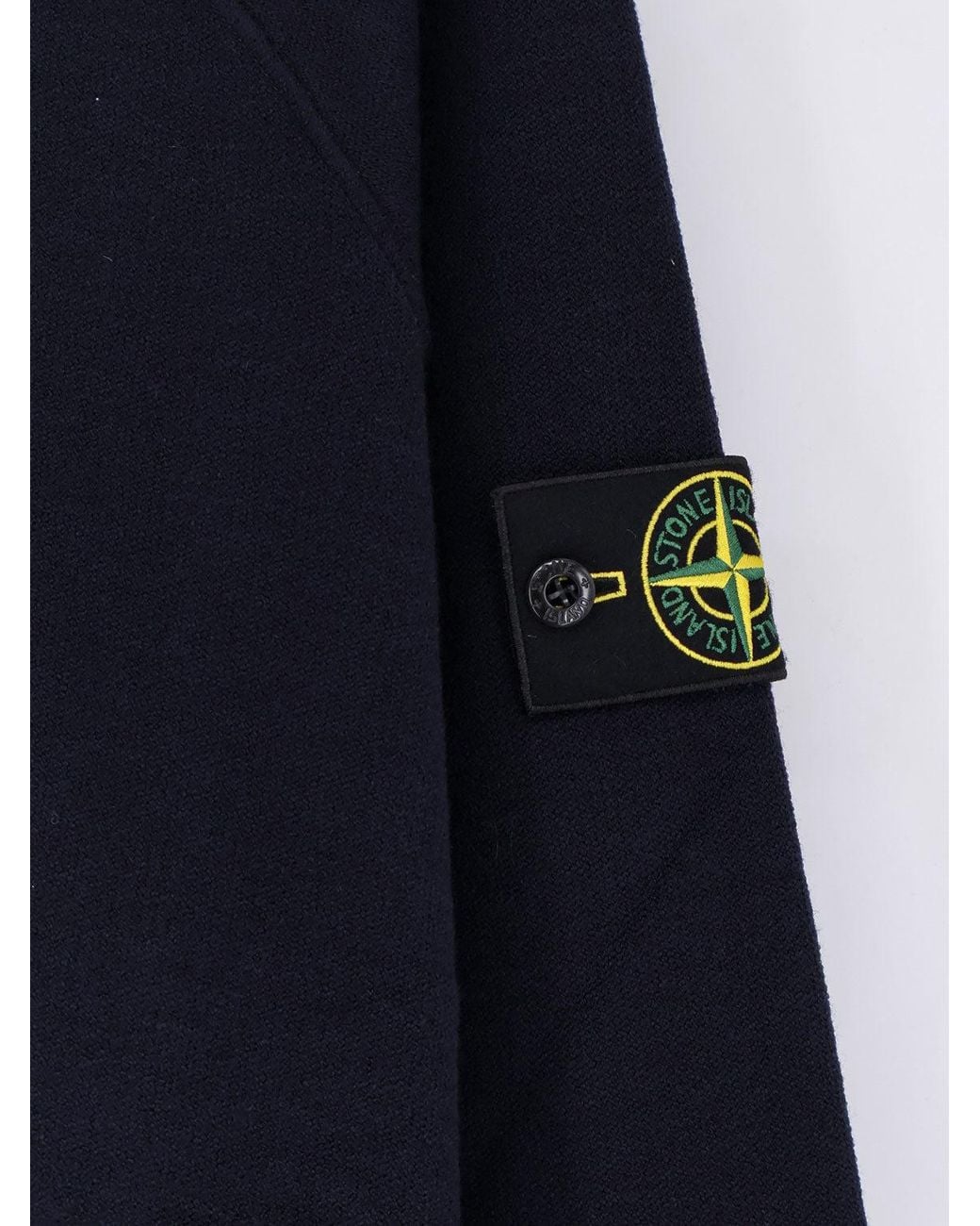 Stone Island Blue Cotton Sweater With Side Logo Patch for men