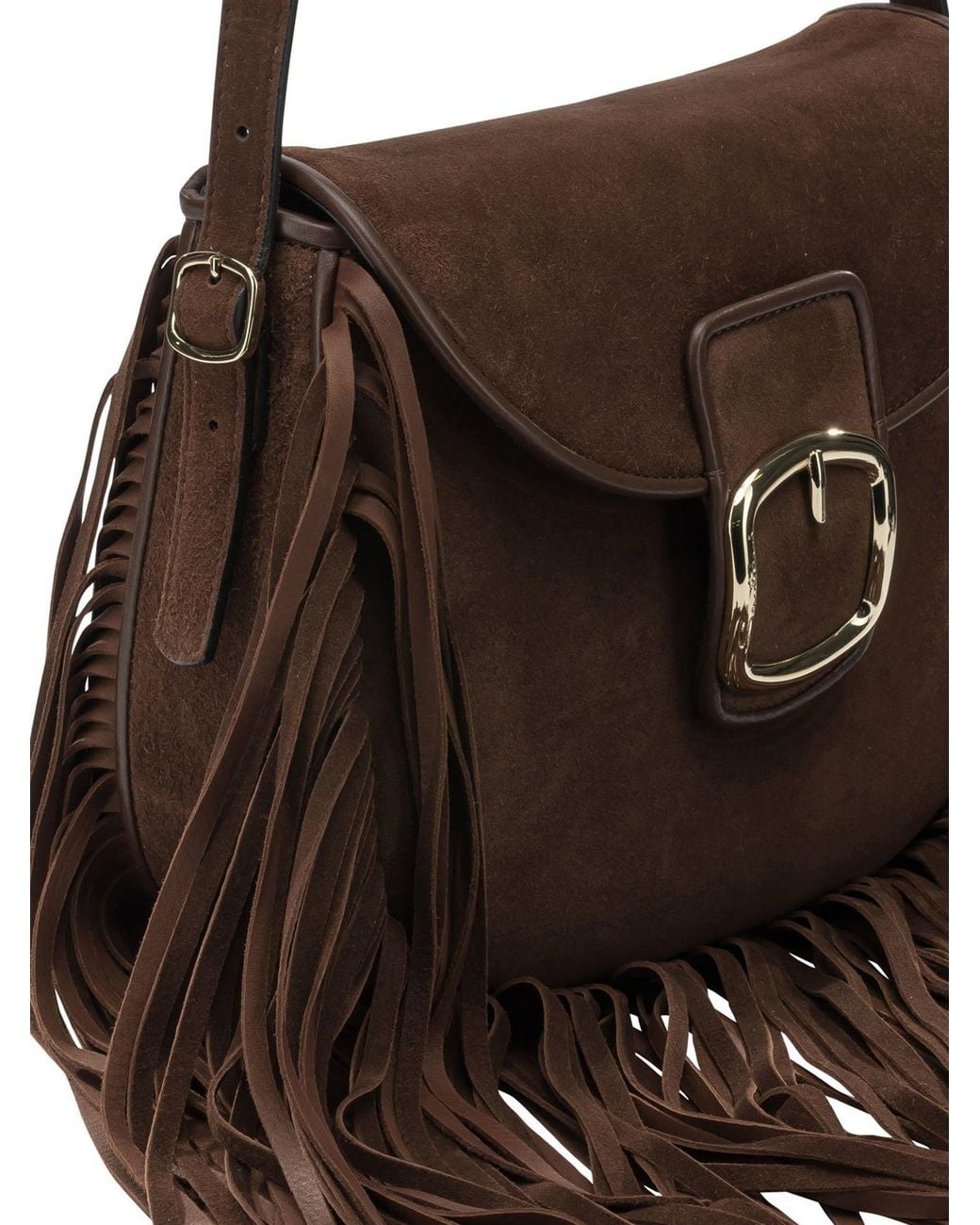 Santoni Brown Small Calf Leather Crossbody Bag