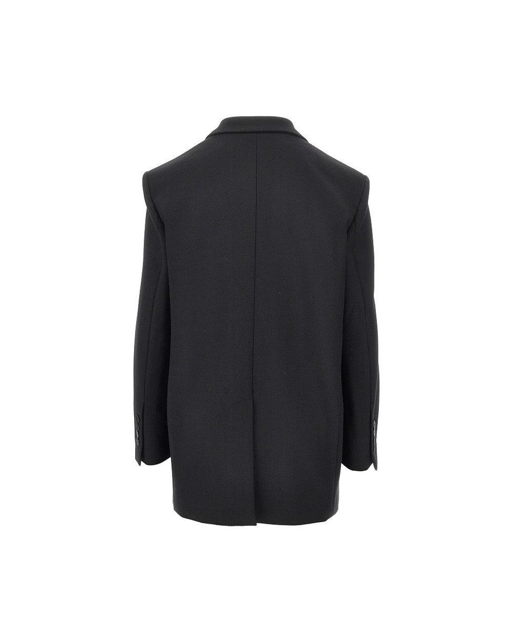 Emporio Armani Black Wool-Blend Oversized Double-Breasted Jacket