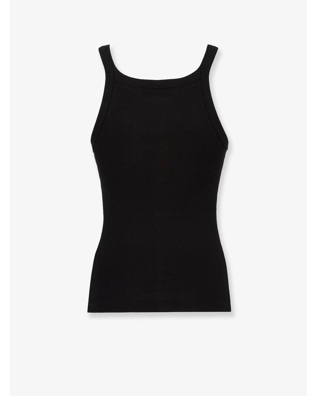 Fendi Black Ribbed Cotton Tank Top