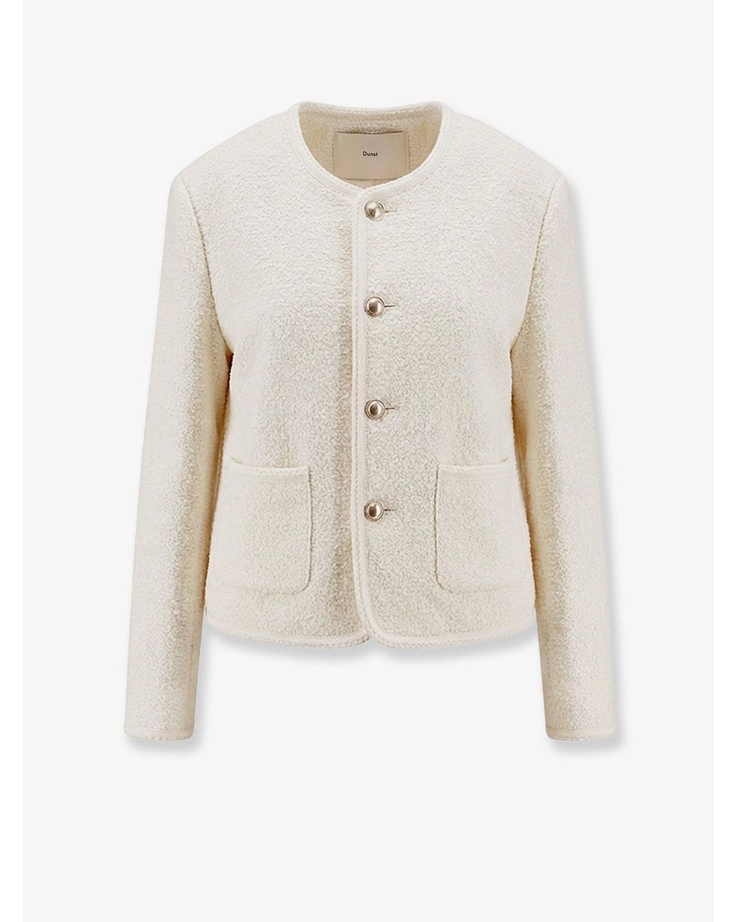 DUNST White Bouclé Tweed Blazer