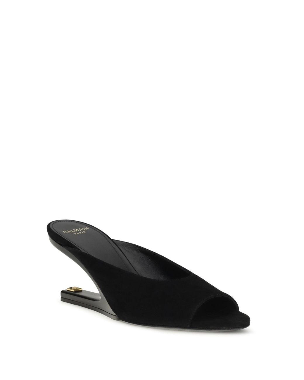 Balmain Black Suede Open-Toe Mules