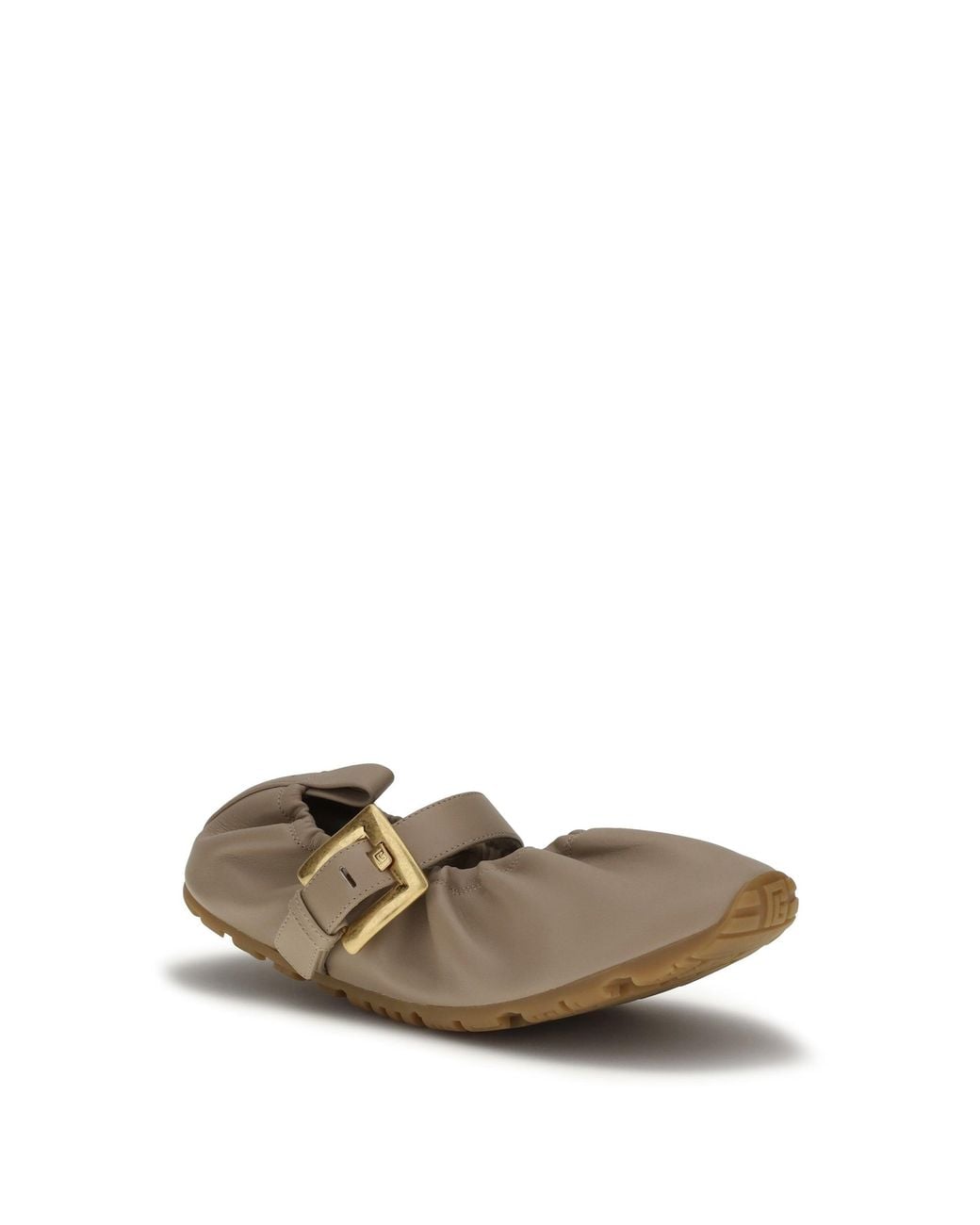 Balmain White Buckle Strap Ballerinas