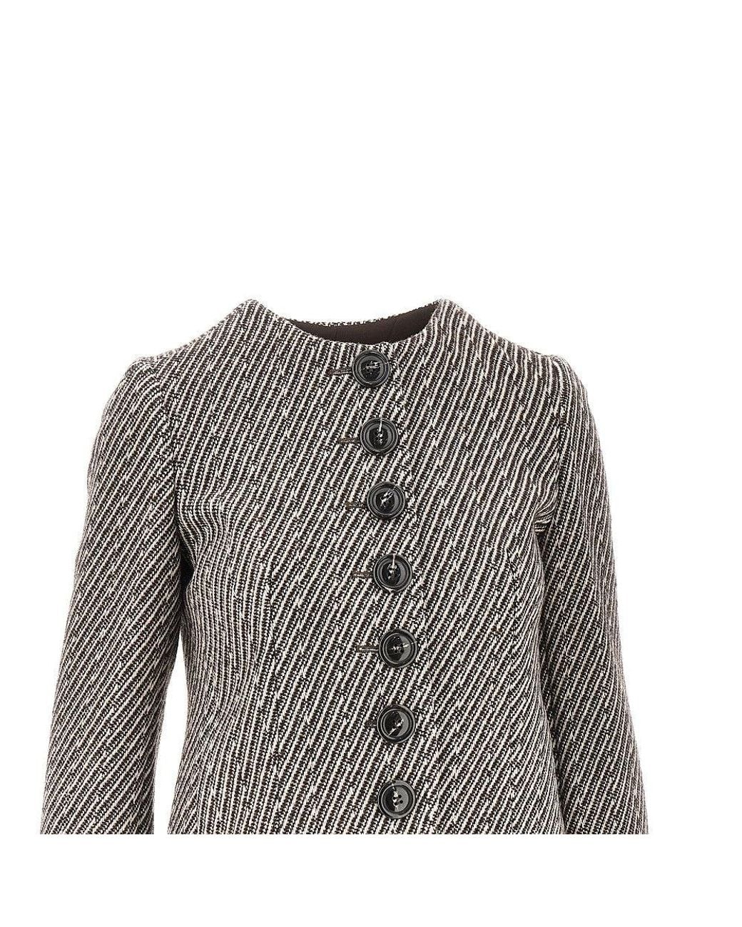 Emporio Armani Gray Diagonal Striped Wool-Blend Jacket