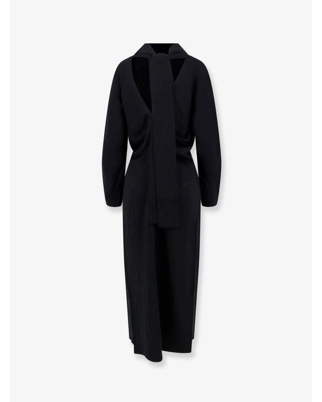 Totême Black Viscose Dress With Scarf