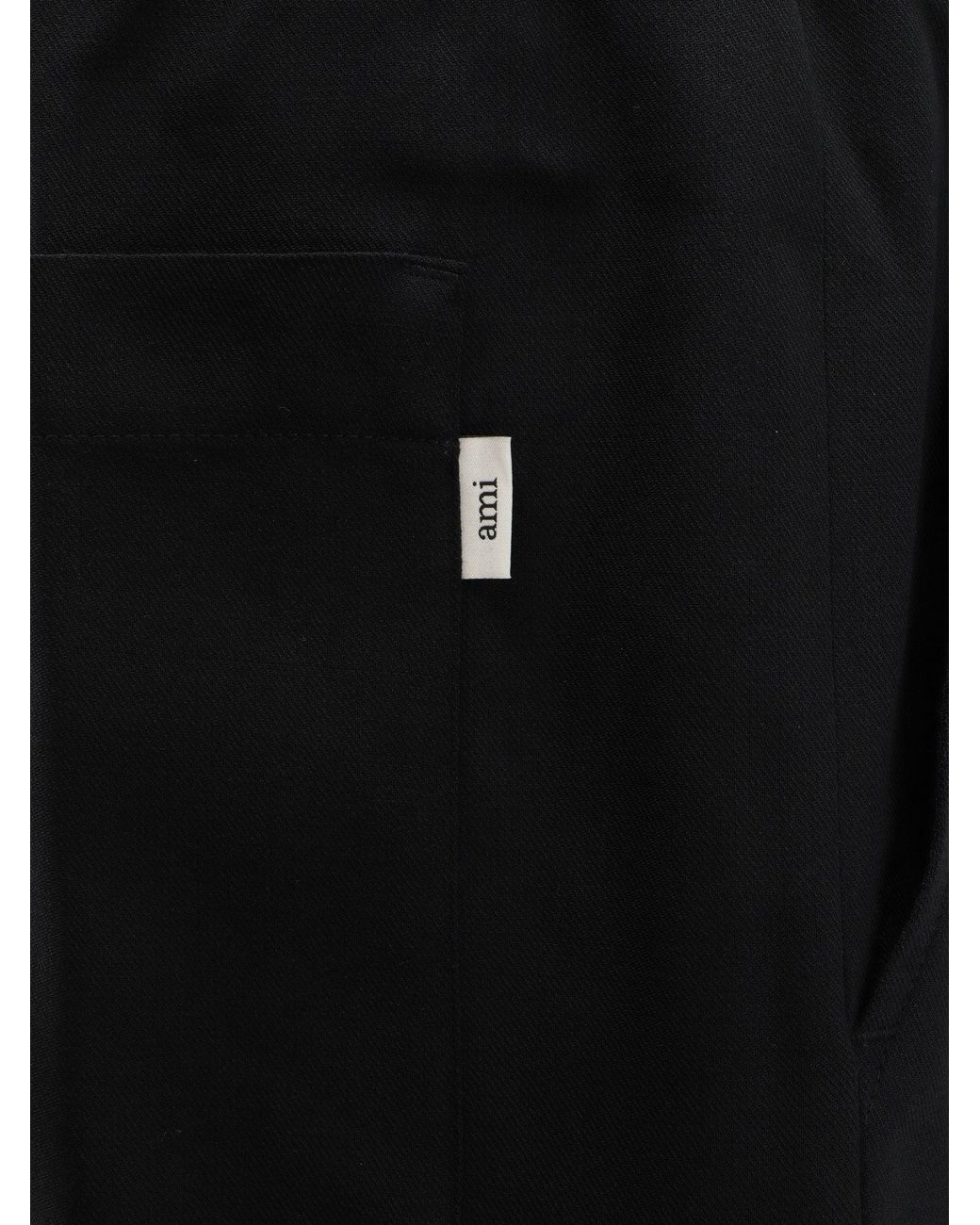 AMI Black Virgin Wool Trousers for men