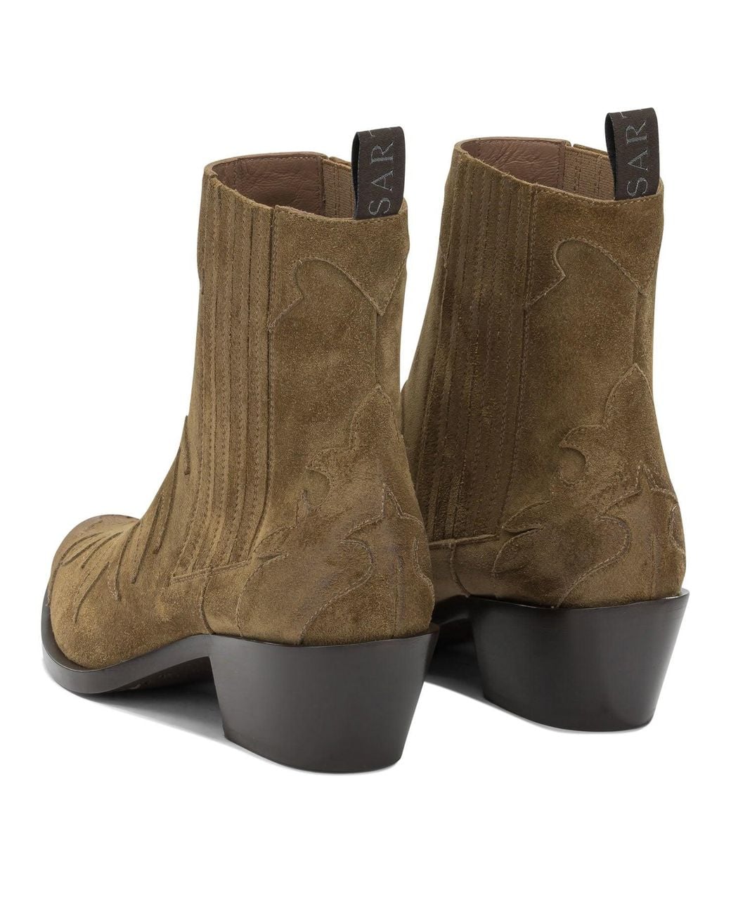 Sartore Brown "Velour 45 Mm" Cowboy Ankle Boots