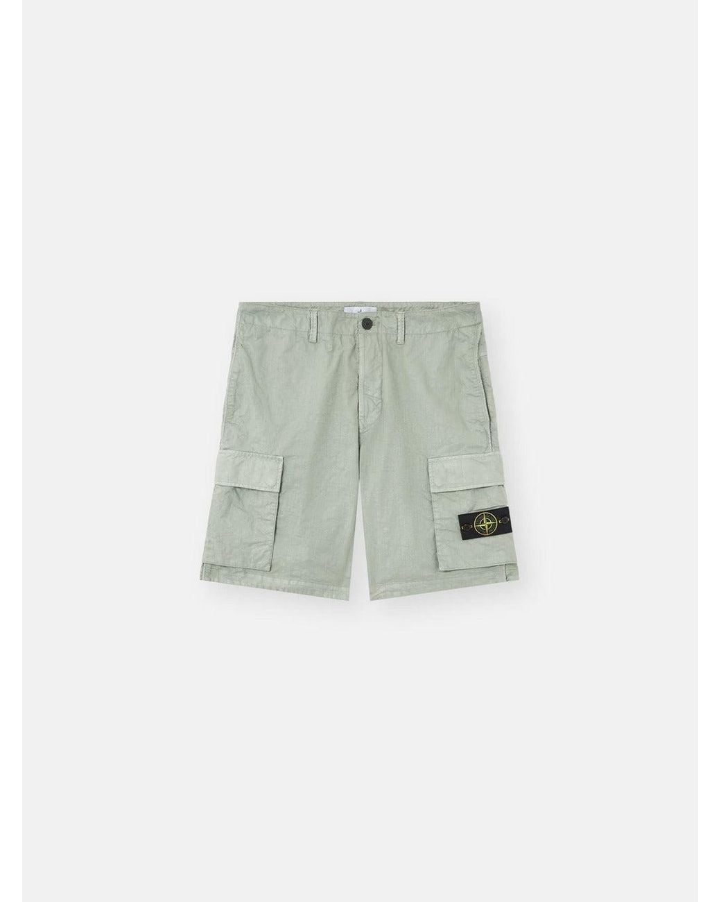 Stone Island Green Wide Leg Cargo Shorts Pants for men