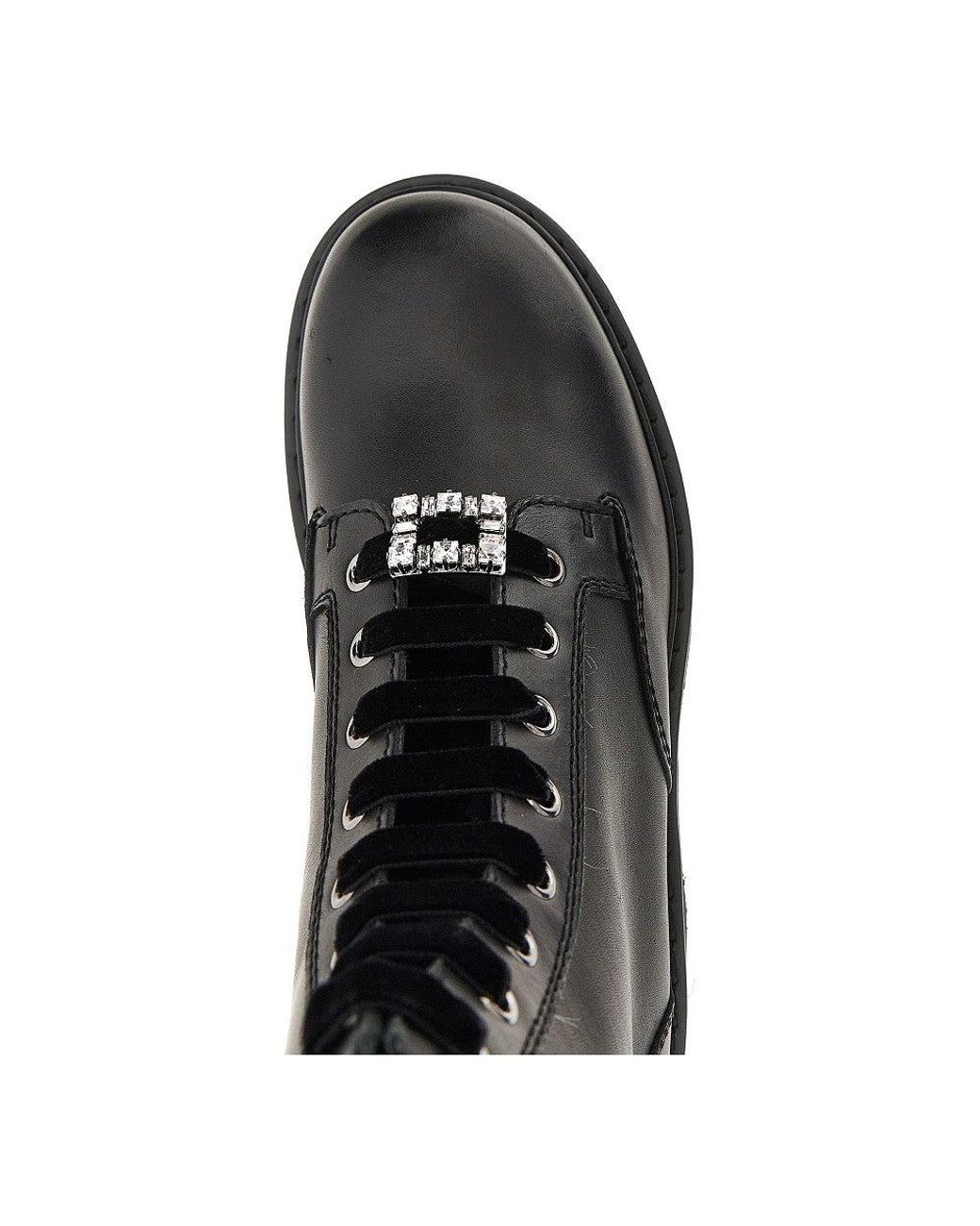 Roger Vivier Black Leather Viv' Rangers Truck Boots