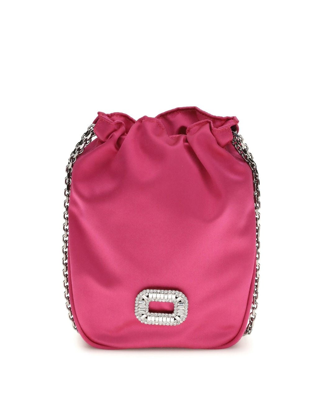 Roger Vivier Pink Bucket Bag Nano Pilgrim Fuchsia Satin Medium Silk