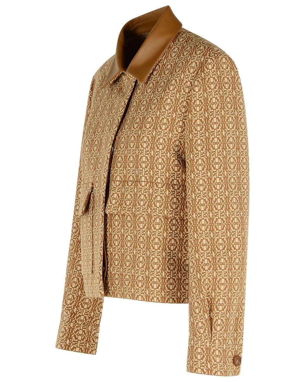 Max Mara Brown 'Viborg' Camel Cotton Jacquard Jacket