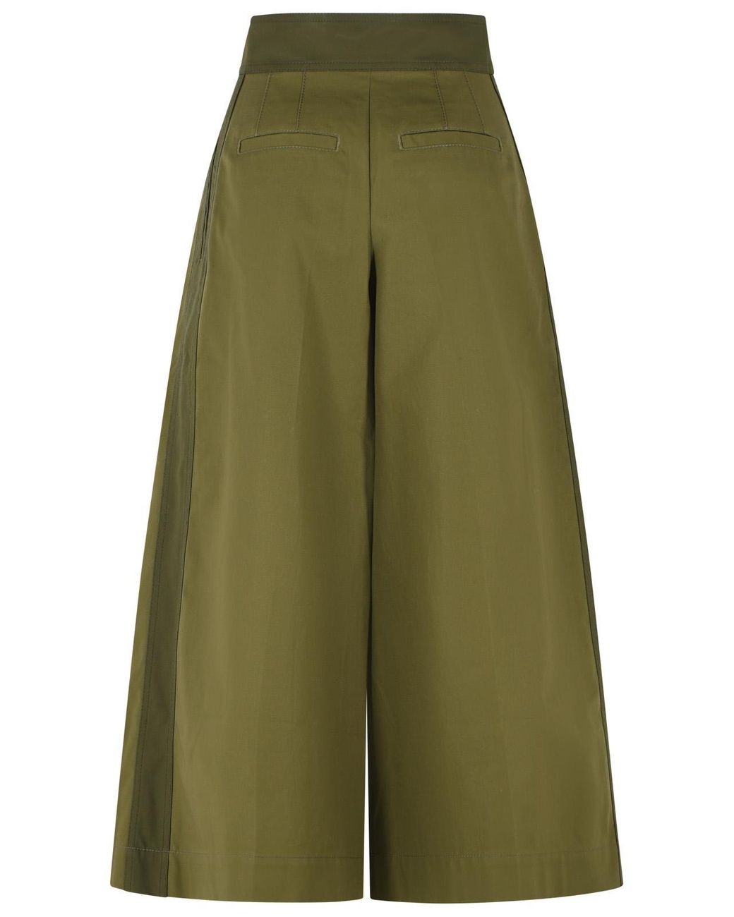 Zimmermann Green Structured High Waist Cotton Culotte Pants
