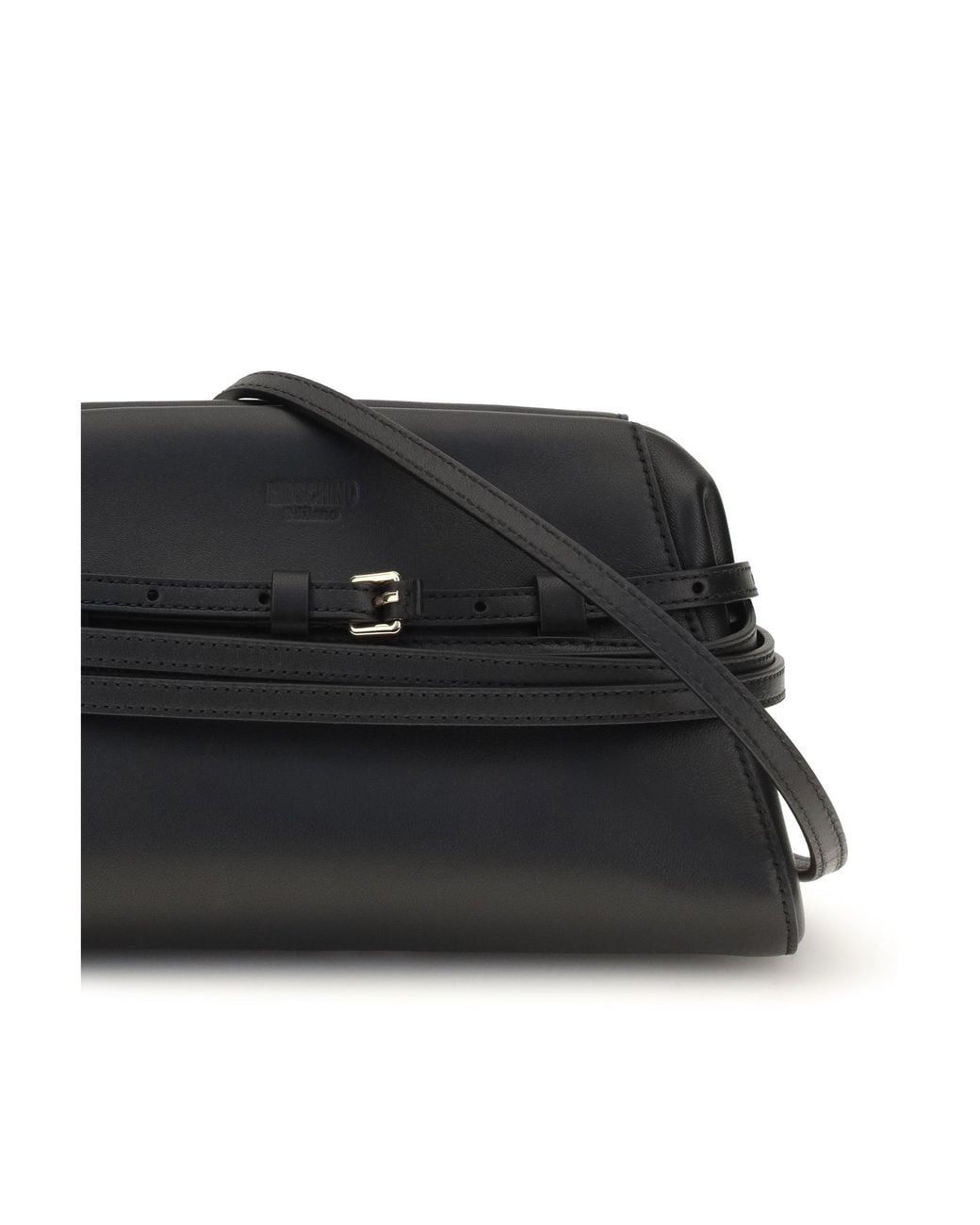 Moschino Black Belt-Detail Clutch