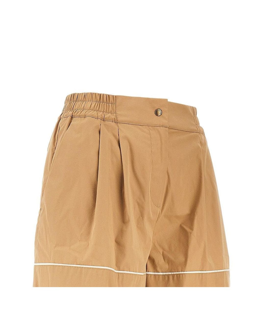 Moncler Natural Cotton-Blend High-Rise Shorts