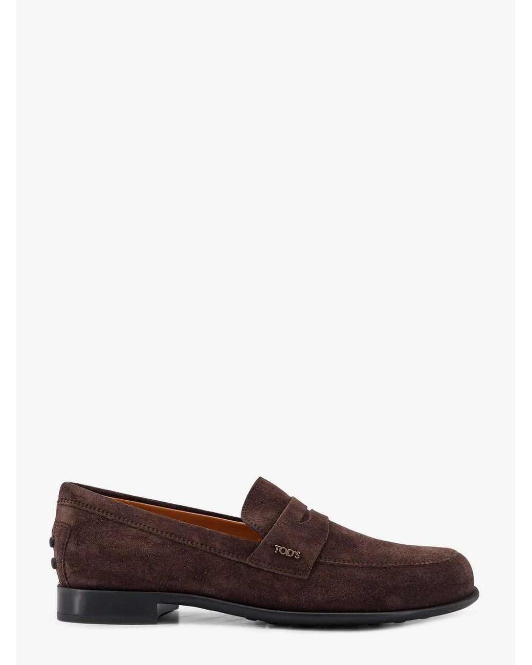 Tod's Brown Suede Loafers With Side Logo