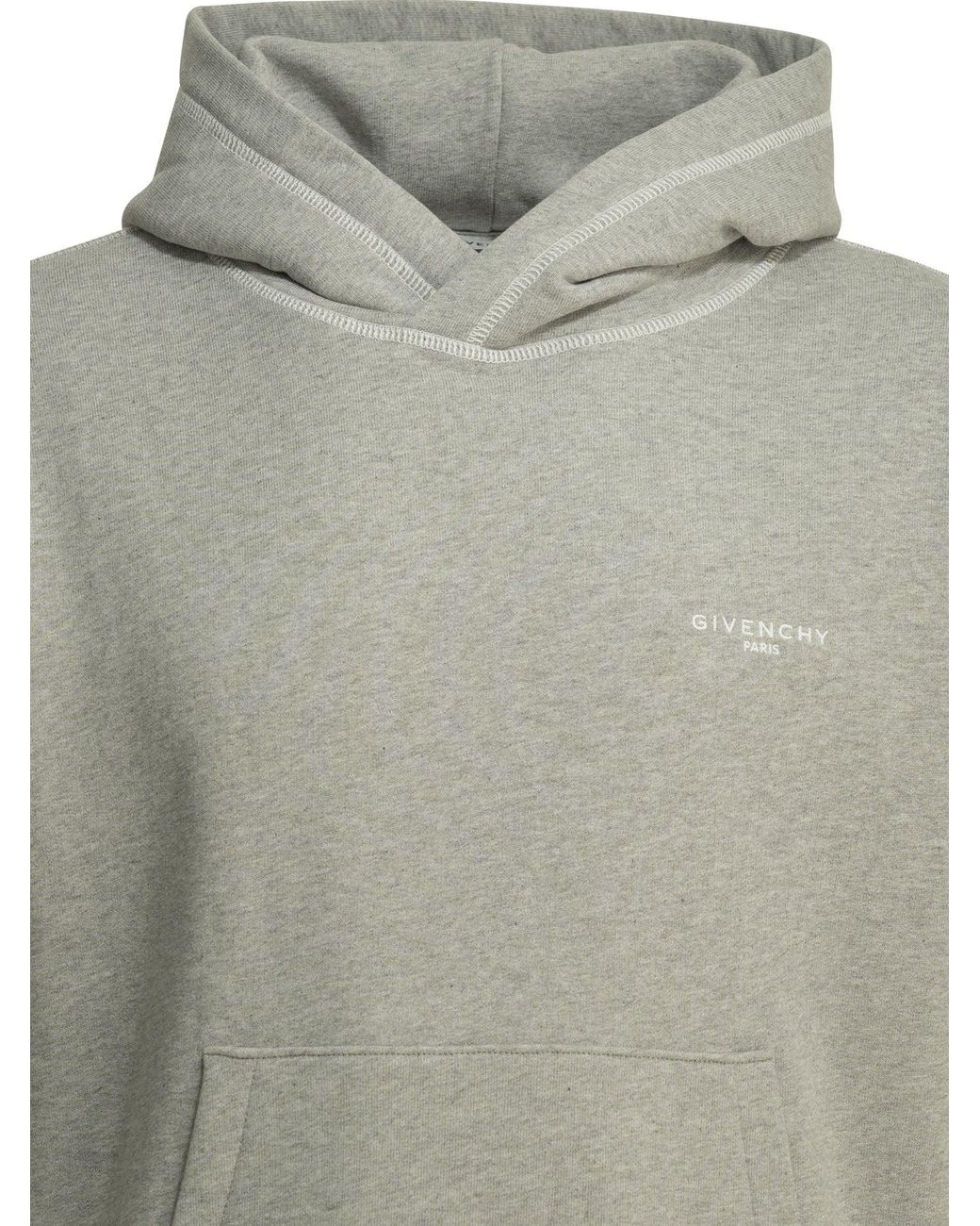 Givenchy Gray Couture Seam Contrast Stitching Hoodie