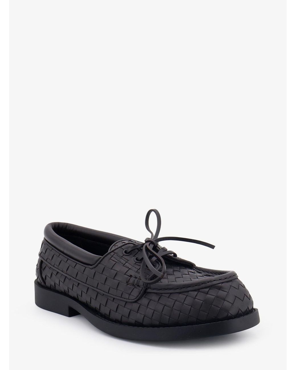 Bottega Veneta White Pier Intrecciato Leather Boat Shoes for men