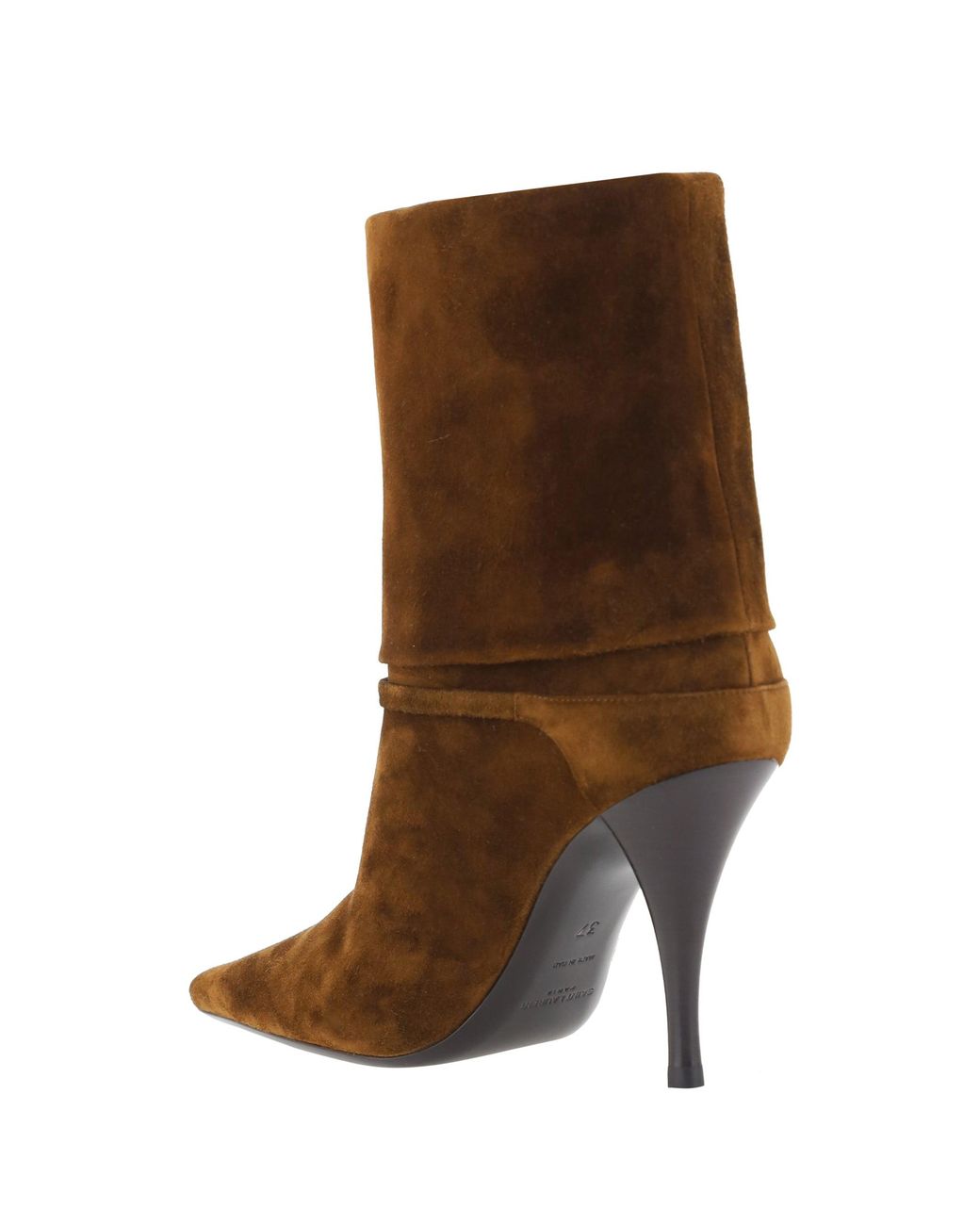 Saint Laurent Brown Vicky Ankle Boots Calf Leather Bos Taurus
