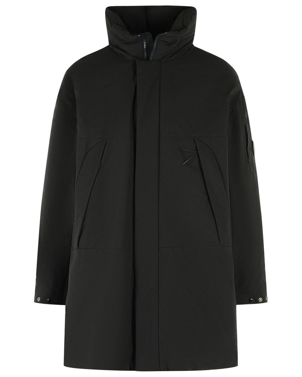 C P Company Black Long Down Jacket for men