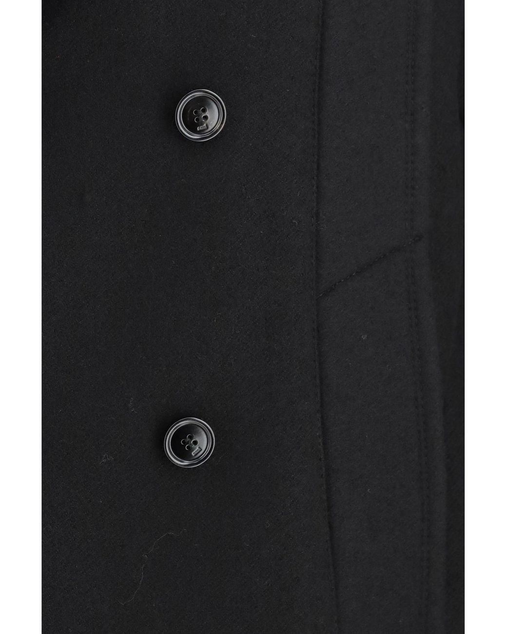 AMI Black Wool Pea Coat for men