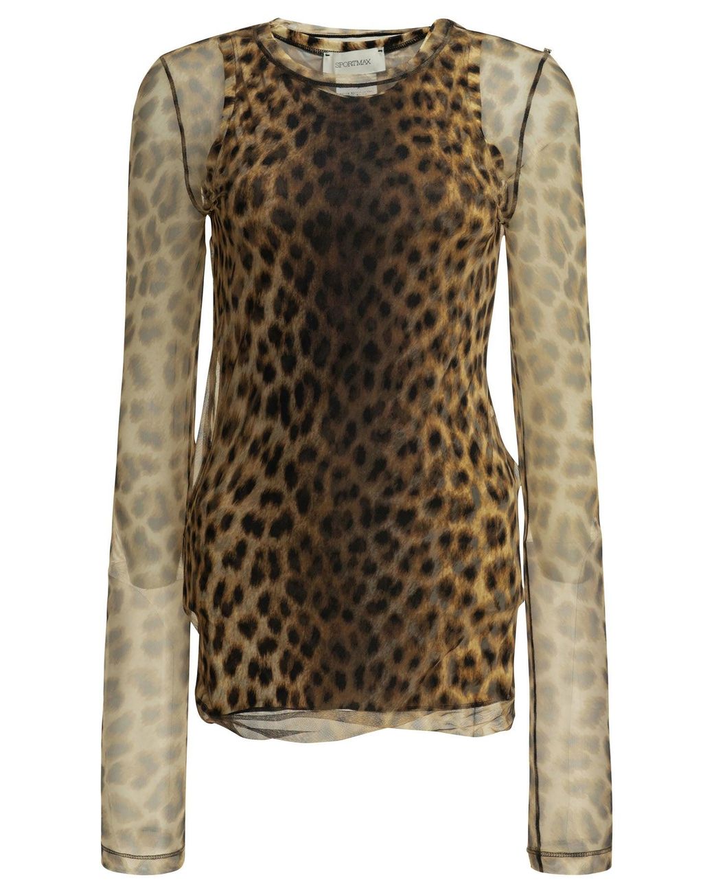 Max Mara Brown Fitted Animalier Top