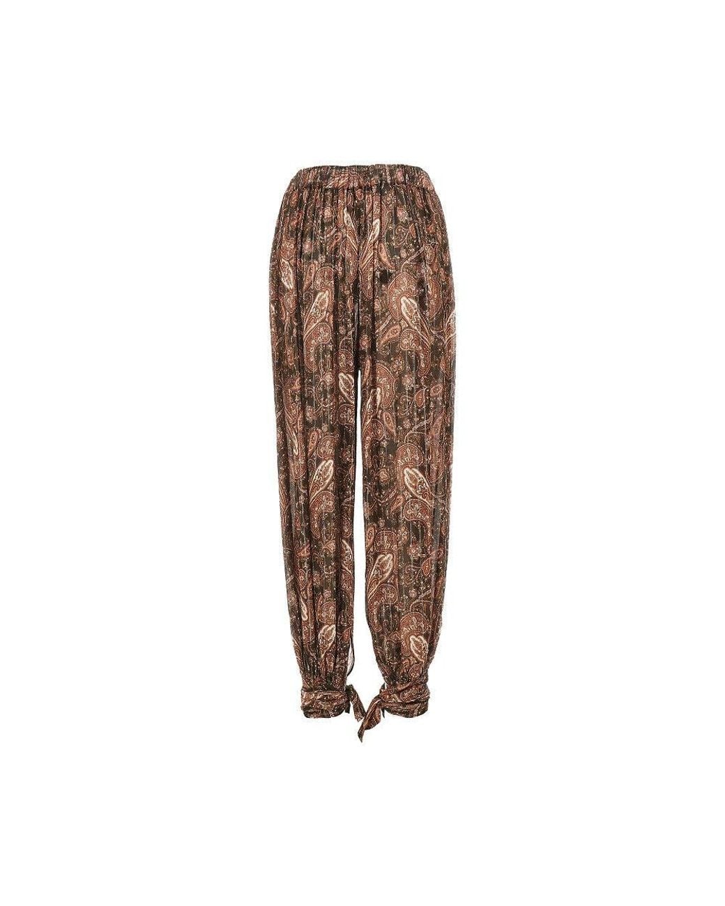 ANDAMANE Brown 'Noor' Paisley Georgette Pants