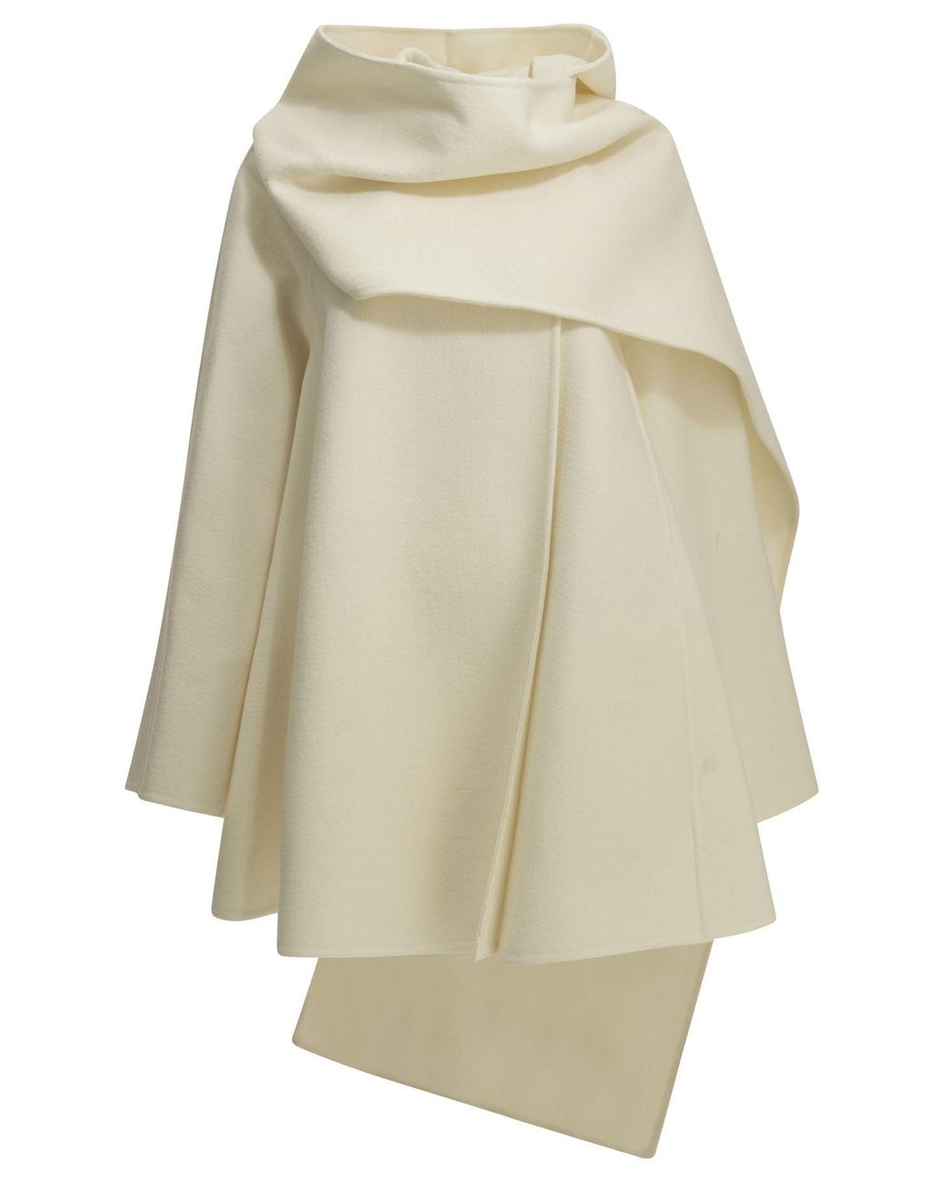 Alaïa Natural Short Coat With A Wool Scarf