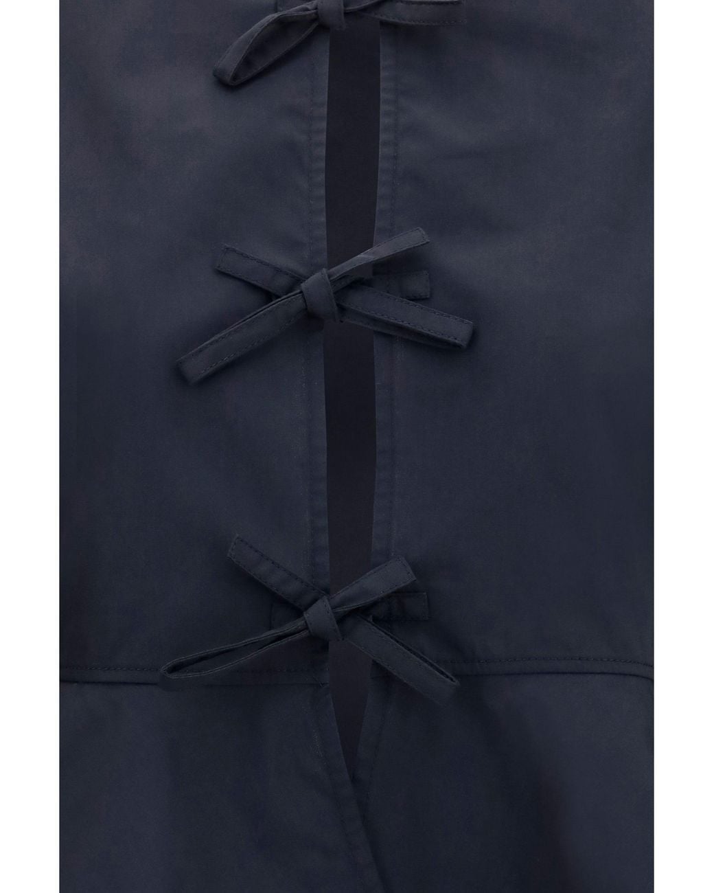Ganni Blue Cotton Poplin Blouse With Bows