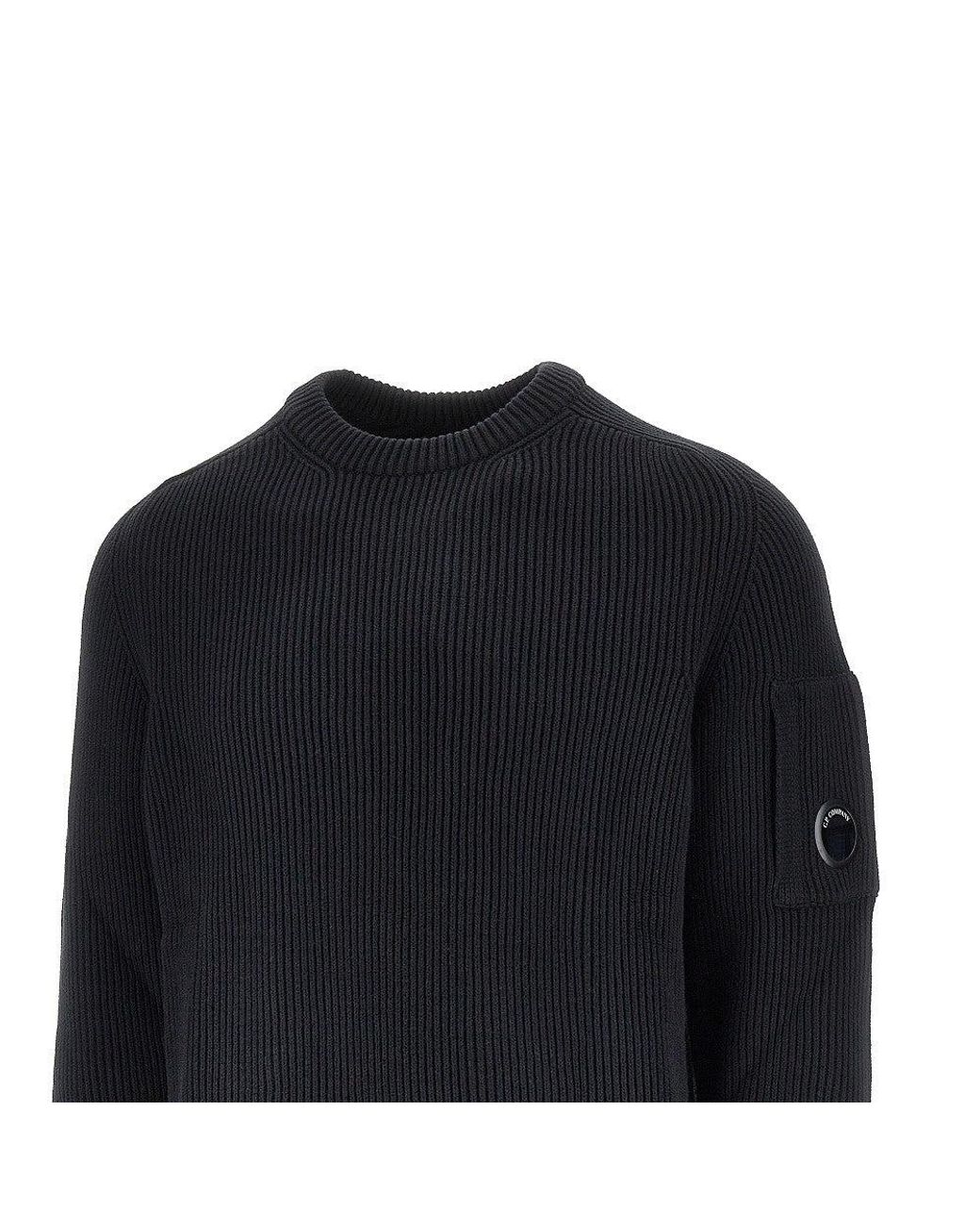 C P Company Blue Knitted Sweater With Nfc Lens for men