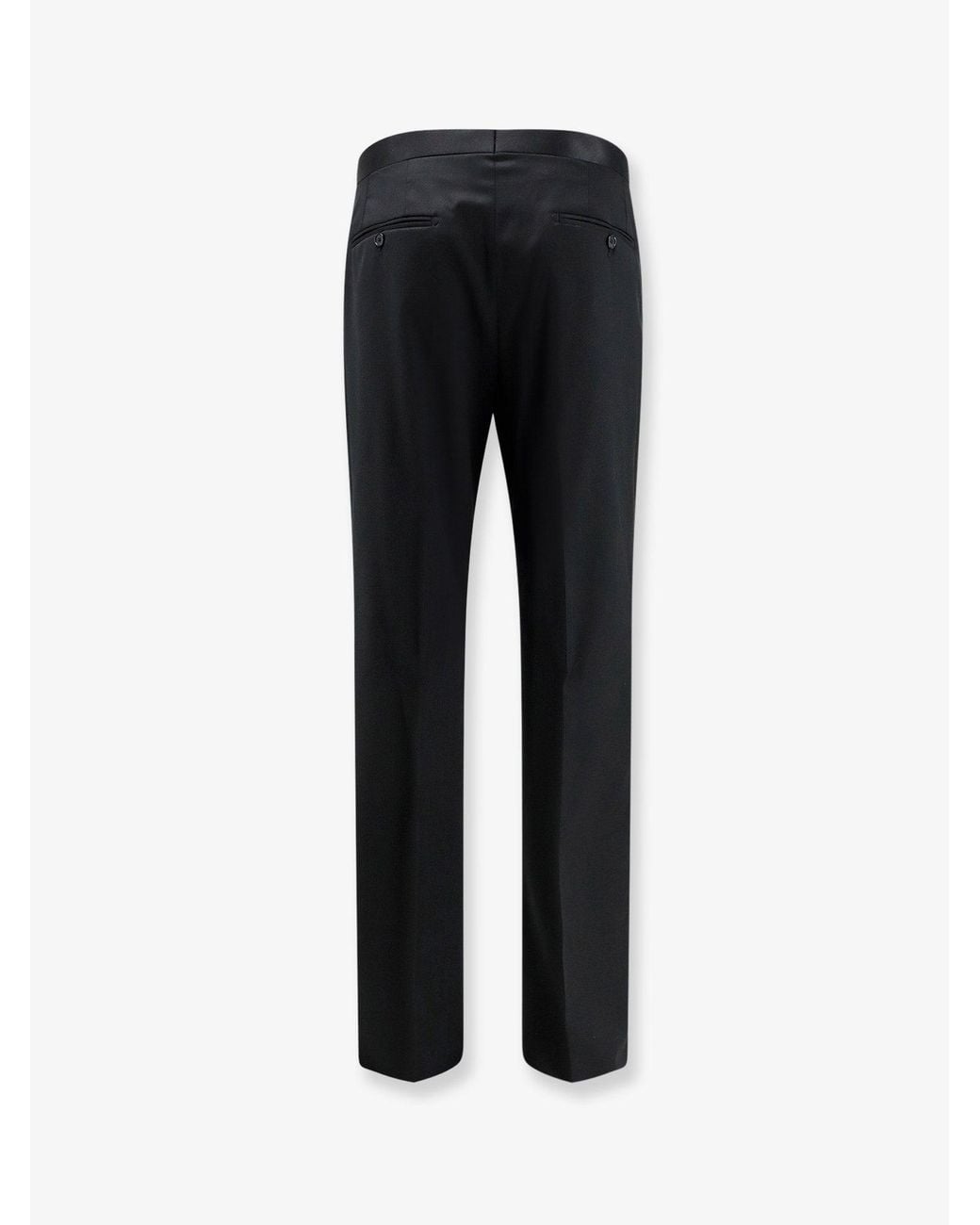 Tagliatore Black Tuxedo Virgin Wool Trousers for men