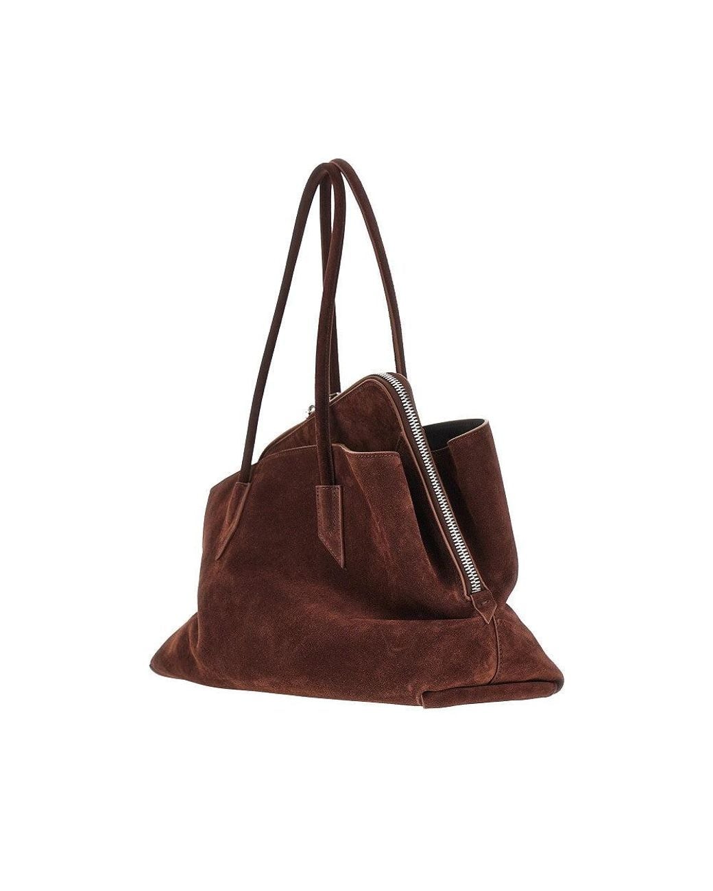 The Attico Brown Suede Leather Medium 'La Passeggiata' Bag