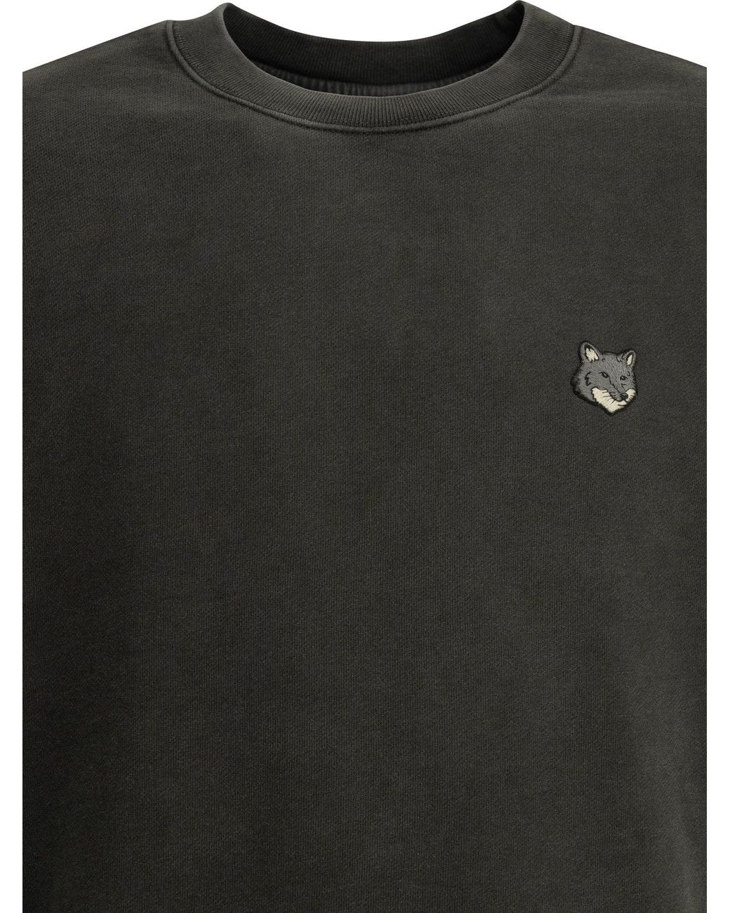 Maison Kitsuné Gray Fox Head Faded Crew Neck Sweatshirt for men
