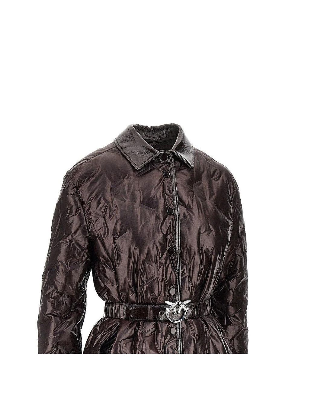 Pinko Black Padded Nylon Jacket With Belt
